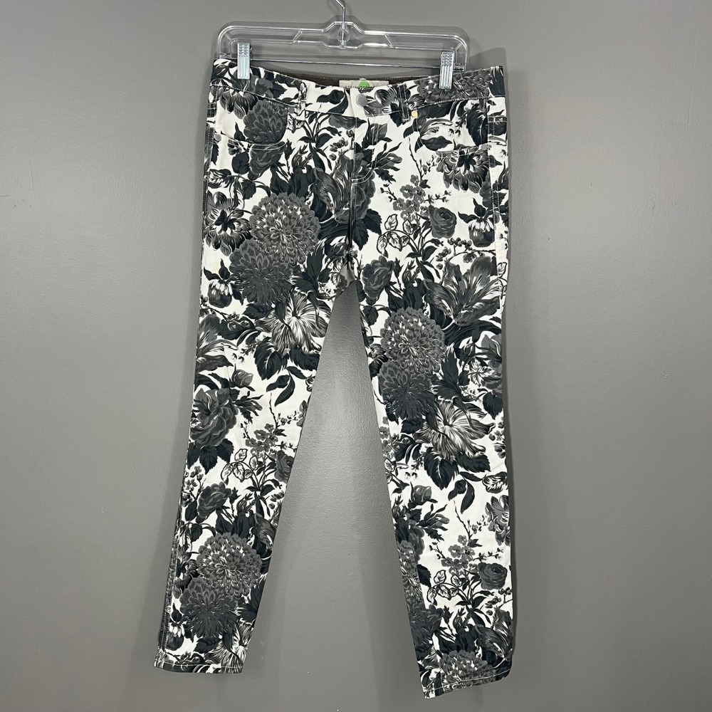 Stella McCartney Jeans Women 29 Black White Great Floral Print Straight Leg
